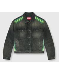DIESEL - Trucker Jacket With Striped Shoulder Bands - Lyst