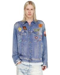 DIESEL - Satin Shirt With Trompe-L'Oeil Denim Print - Lyst