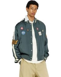 DIESEL - Satin Bomber Jacket With Patches - Lyst