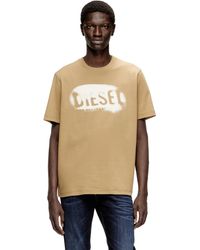 DIESEL - Light Cotton T-Shirt With Faded Logo - Lyst