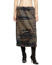 DIESEL - Midi Denim Skirt With Drawstring - Lyst