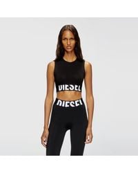 DIESEL - Cropped Tank Top With Cut-Off Logo - Lyst