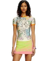 DIESEL - T-Shirt With Tattoo Print - Lyst