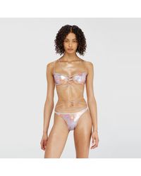 DIESEL - Strappy Metallic Bikini Top With Floral Print - Lyst