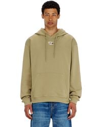 DIESEL - Cotton Hoodie With Metallic Oval D - Lyst