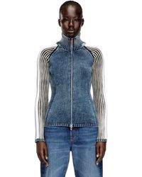 DIESEL - Zip-Up Cardigan With Sporty Bands - Lyst