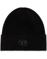 DIESEL - Ribbed Beanie With D Embroidery - Lyst