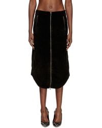 DIESEL - Falda Midi De Algodón Con Cremallera - Lyst