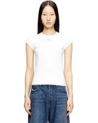 DIESEL - T-Shirt With Cut-Out Embroidered Logo - Lyst