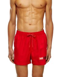 DIESEL - Mid-Length Swim Shorts With Logo Print - Lyst