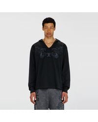 DIESEL - Hoodie With V-Neck And Embroidered Front - Lyst
