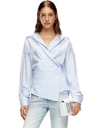 DIESEL - Striped Wrap Shirt With Embossed Logo - Lyst