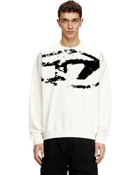 DIESEL - Sweatshirt With Distressed Flocked Logo - Lyst