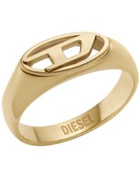 DIESEL - Tone Stainless Steel Signet Ring - Lyst