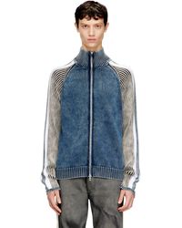DIESEL - Zip-Up Cardigan With Sporty Bands - Lyst