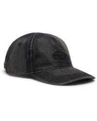 DIESEL - Denim Cap With Frayed Details And Embroidered Logo - Lyst