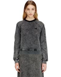 DIESEL - Sweatshirt With Bands And Oval D Embroidery - Lyst