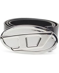 DIESEL - 4Cm Leather Belt With Oval D Plaque - Lyst