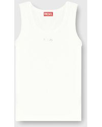 DIESEL - Slim Ribbed Tank Top With Metallic Oval D - Lyst