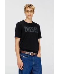 DIESEL - Cotton T-Shirt With Tonal Logo Print - Lyst