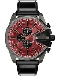 DIESEL - Mega Chief Slim Leather Watch - Lyst