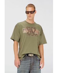 DIESEL - T-Shirt With Graphic Print And Patches - Lyst