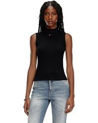 DIESEL - Ribbed Tank Top With Mock Neck - Lyst