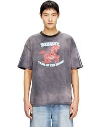 DIESEL - Cotton T-Shirt With Horse Graphic Print - Lyst