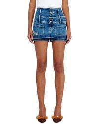 DIESEL - Denim Mini Skort With Double Waist - Lyst
