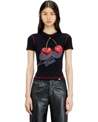 DIESEL - Slim Cotton T-Shirt With Cherry Print - Lyst