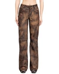 DIESEL - Jean-Cut Distressed Leather Pants - Lyst