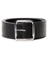 DIESEL - Leather Belt With All-over Debossed Logo - Lyst