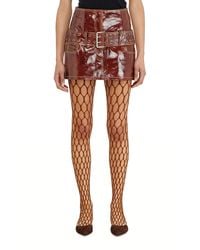 DIESEL - Patent-Leather Miniskirt With Belt - Lyst