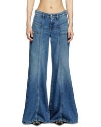 DIESEL - Vaqueros Flare Cintura Baja D-Akii, Azul Medio, Cremallera - Lyst