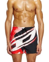 DIESEL - Mid-length Swim Shorts With Oval D Print - Lyst
