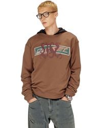 DIESEL - Sweatshirt With Graphic Prints And Patches - Lyst