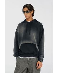 DIESEL - Faded Cotton Hoodie With Frayed Details - Lyst