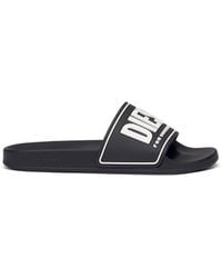 DIESEL - Rubber Slides With Embossed Logo - Lyst