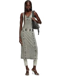 DIESEL - Sleeveless Midi Dress With Denim Effect - Lyst