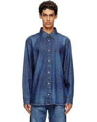 DIESEL - Chemise en denim avec logo brodé - Lyst
