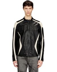 DIESEL - Colour-Block Leather Biker Jacket - Lyst