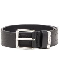 DIESEL - 4 Cm Leather Belt With Embossed Lettering - Lyst