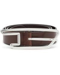 DIESEL - 3Cm Leather Belt With D-Logo Buckle - Lyst