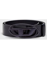 DIESEL - 3.9Cm Leather Belt With Metallic Oval D Buckle - Lyst