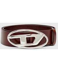 DIESEL - 3.9Cm Leather Belt With Shiny Oval D Logo Buckle - Lyst