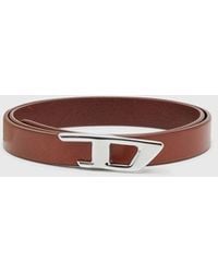 DIESEL - 2 Cm Leather Belt With Metal D Buckle - Lyst