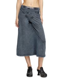 DIESEL - Falda Midi De Punto Con Aspecto Denim - Lyst