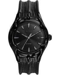 DIESEL - Vert Armbanduhr aus schwarzem Leder - Lyst