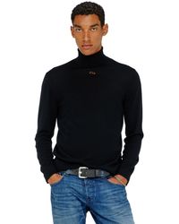 DIESEL - Wool Turtleneck Jumper With Cut-Out Logo - Lyst