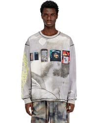 DIESEL - Long-Sleeve T-Shirt With All-Over Print And Patches - Lyst